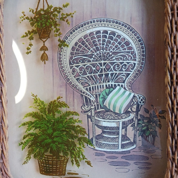 Vintage 70s Rattan Wicker Peacock Chair 13 Inch - Picture 2 of 3